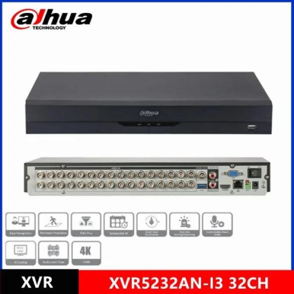 DAHUA 32kanal XVR5232AN-I3 5MP 2-diskli H265+ 4in1 Kayıt Cihazı