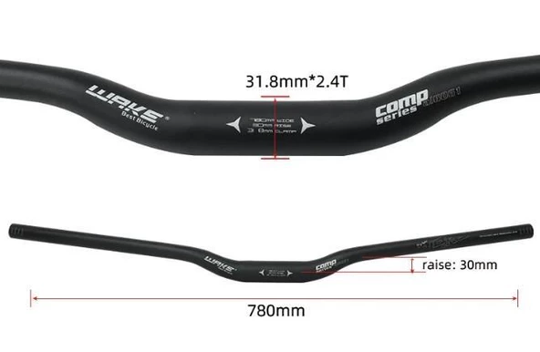 Wake Alüminyum 31.8 780 mm Riser Mtb Gidon Bisiklet Gidonu Yeşil - 5