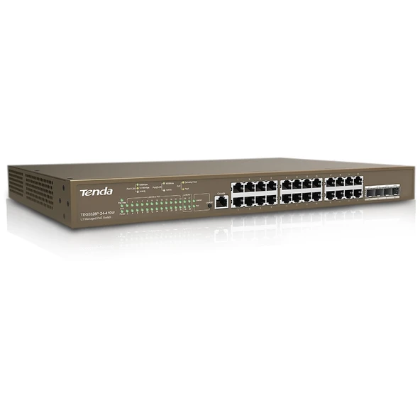 TENDA 24port 410W FULL PoE TEG5328P-24-410W GIGABIT 4X SFP Yönetilebilir Switch RackMount ürün görseli
