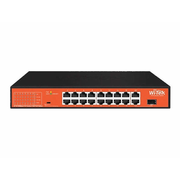 WI-TEK 16port 150w FULL PoE WI-PS518GH 10/100 Yönetilemez Switch ürün görseli