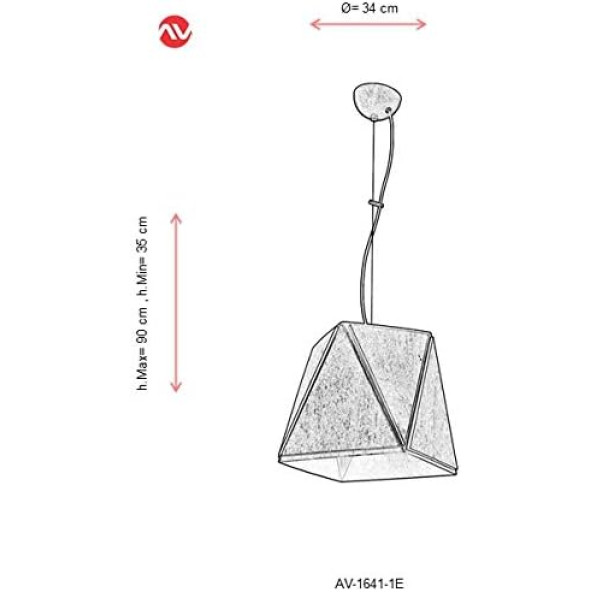 AVONNI AV-1641-1E Eskitme Kaplama Sarkıt, E27, Metal, Ahşap, 34cm - 4