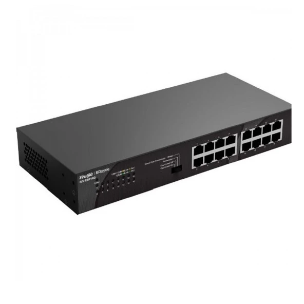 RUIJIE 16port REYEE RG-ES116G GIGABIT Yönetilemez Switch RackMount Çelik Kasa - 1