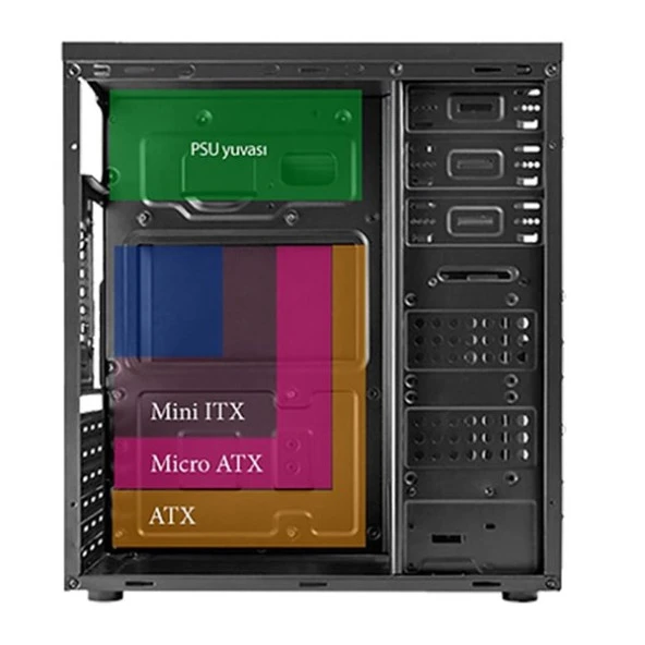 VENTO 500W TA-K61 Standart Mid-Tower PC Kasası - Resim 3