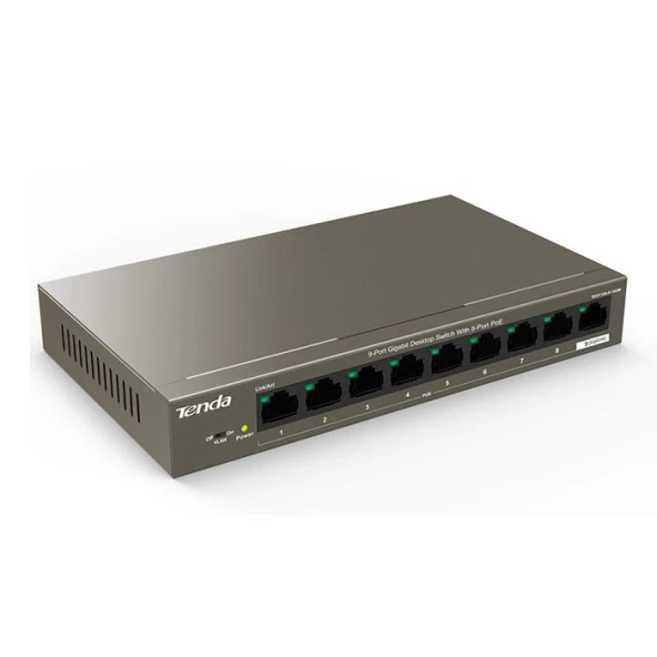 TENDA 9port 102w 8port PoE TEG1109P-8-102W GIGABIT Yönetilemez Switch Masaüstü