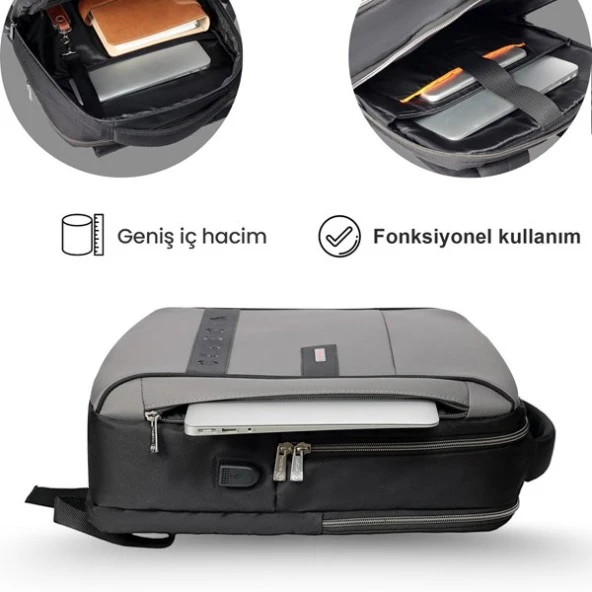 NPO Prestige Smart 16" Gri Notebook Sırt Çantası - 2