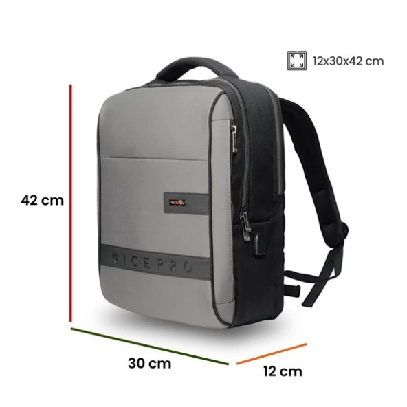 NPO Prestige Smart 16" Gri Notebook Sırt Çantası - 4