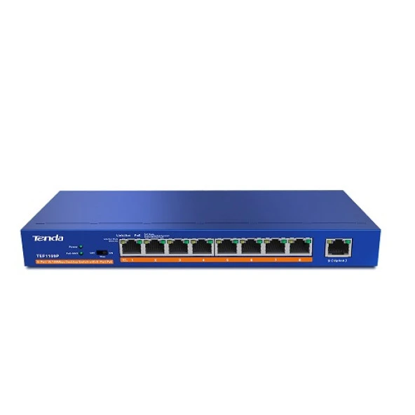 TENDA 9port 63w 8port PoE TEF1109P-8-63W 10/100 Yönetilemez Switch ürün görseli