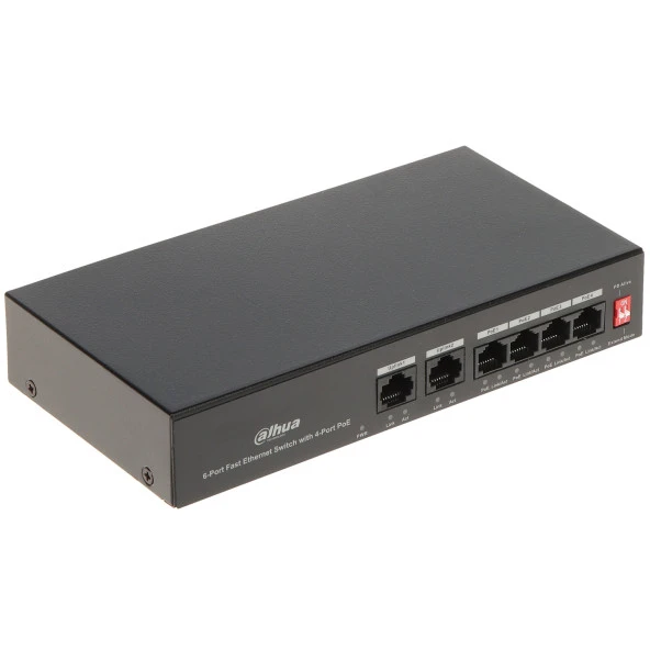 DAHUA 6kanal 36w 4port PoE PFS3006-4ET-36 10/100 2x-Uplink Switch - 1