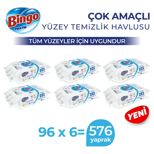 Bingo Pratik Yüzey Temizlik Havlusu Beyaz Sabun 96x6 (576 YAPRAK) - Resim 2