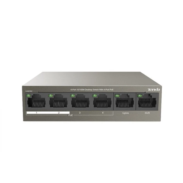 TENDA 6port 63w 4port PoE TEF1106P-4-63W 10/100 Yönetilemez Switch Masaüstü