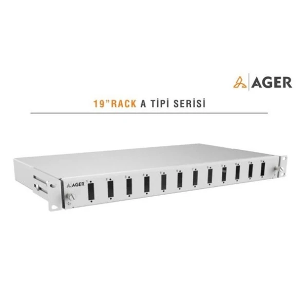 AGER 1U 12 Fiberli SM SC DX Fiber Optik Siyah Patch Panel Rack Tipi Boş (Kaset dahil)