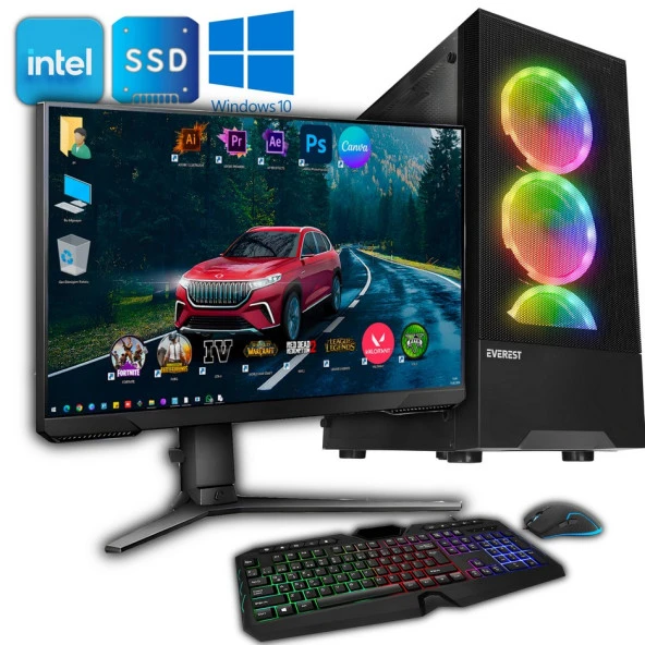 Avantron Gmx9552 İ9 11.Nesil 11900K 16Gb Ddr4 512Gb M2 Nvme 8Gb Rx580 "23.6 (2 Monitör) Oyun PC