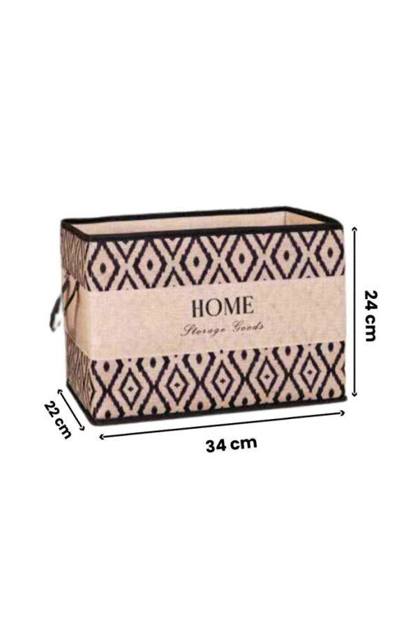 Home Storage Goods Dekoratif Kulplu Saklama Kutusu, Çok Amaçlı Kutu ve Dolap Raf Düzenleyici 22x34x24 cm - 2