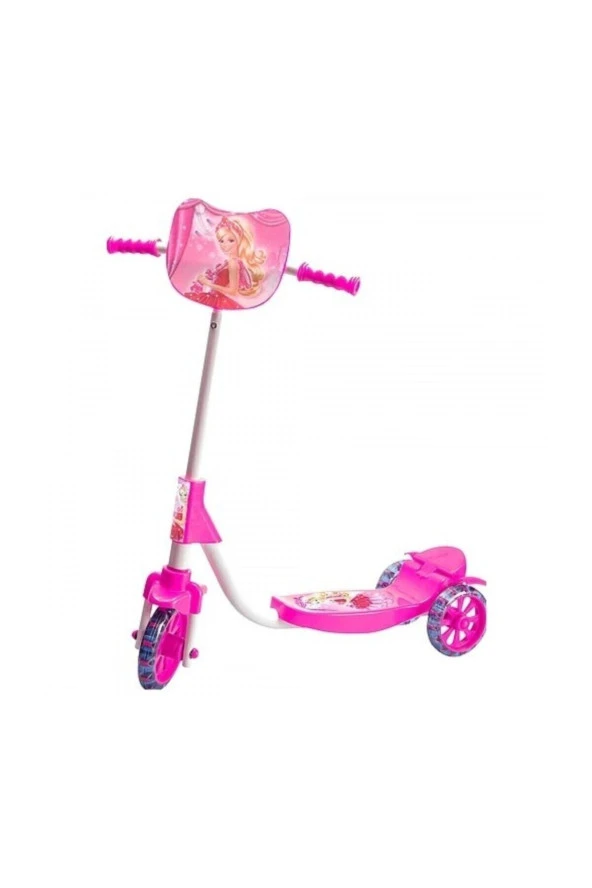 Şeffaf Silikon Tekerlekli Frenli Barbie Figürlü Kız Çocuk Scooter