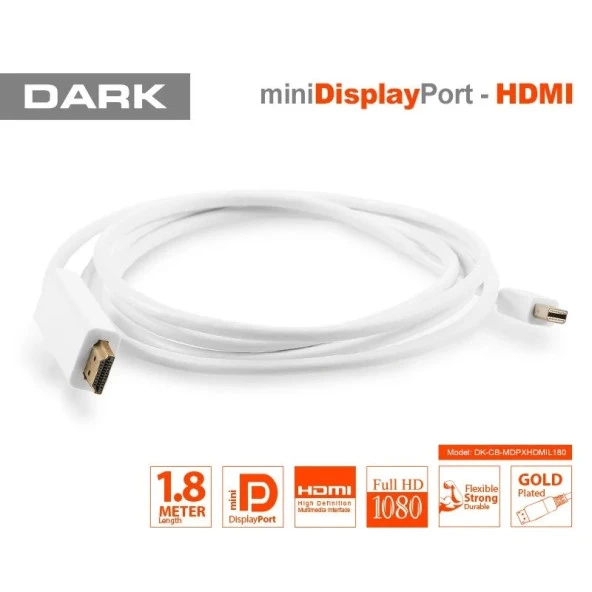 DARK DK-CB-MDPXHDMIL180 1.8metre mDP-HDMI Görüntü Kablosu