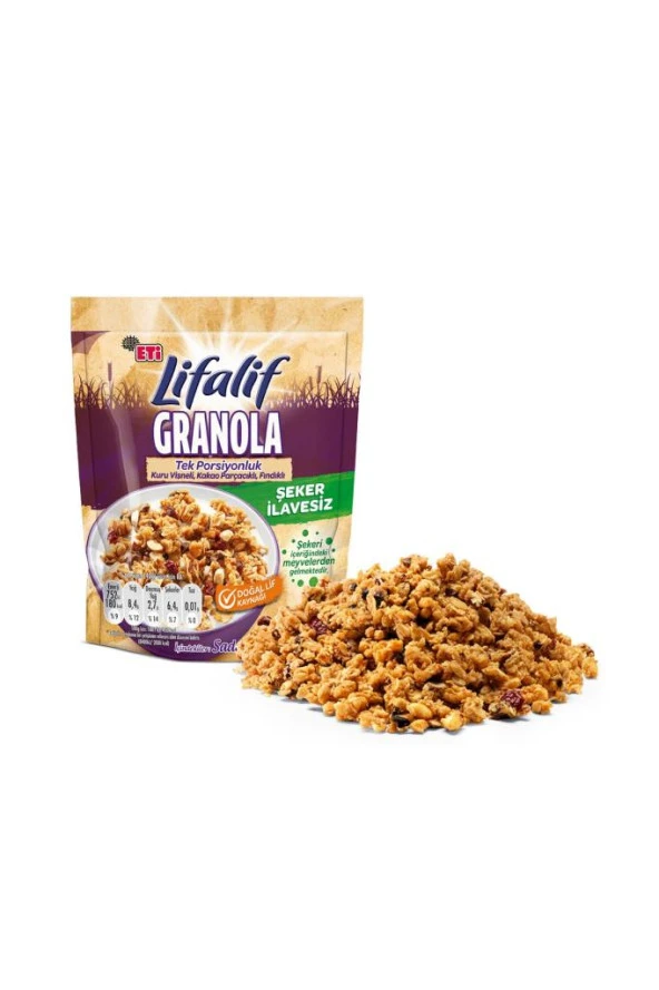 Lifalif Granola Kuru Vişneli, Kakao Parçacıklı, Fındıklı 40 g x 16 Adet - 3