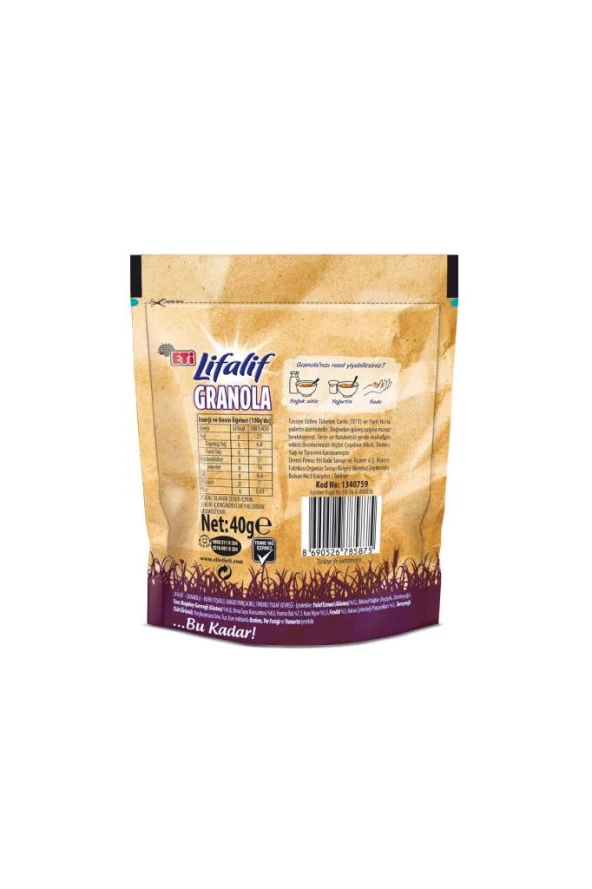 Lifalif Granola Kuru Vişneli, Kakao Parçacıklı, Fındıklı 40 g x 16 Adet - 4