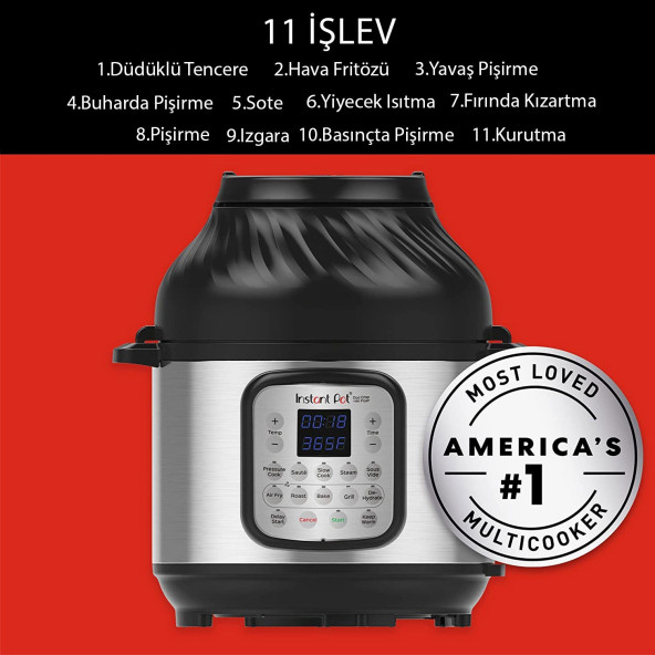 Instant Pot Duo Crisp 11'i 1 Arada 7.6 lt Çok Amaçlı Pişirici