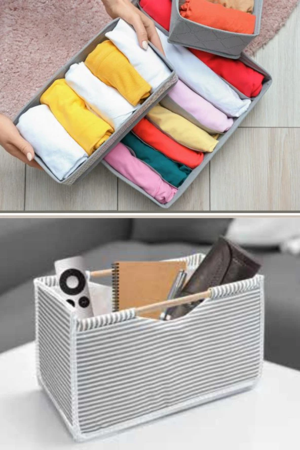 Flosoft Çok Amaçlı Kutu, Dolap Raf Düzenleyici, Dekoratif Ahşap Saplı Saklama Kutusu 32x17x18 cm - 3