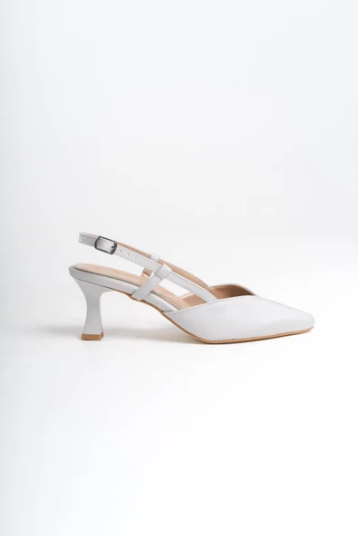 MiniParis Gümüş Stiletto Arkası Açık Abiye Ayakkabı - Resim 4