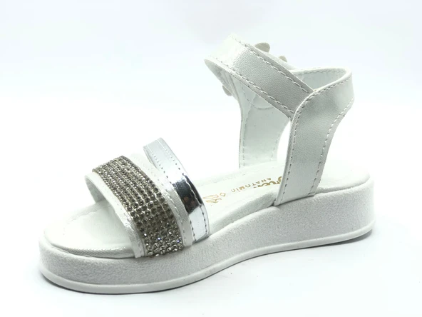 İremsu Kız Çocuk Güllü Taşlı Sandalet Çocuk Ayakkabı - Resim 3