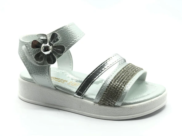 İremsu Kız Çocuk Güllü Taşlı Sandalet Çocuk Ayakkabı - Resim 2