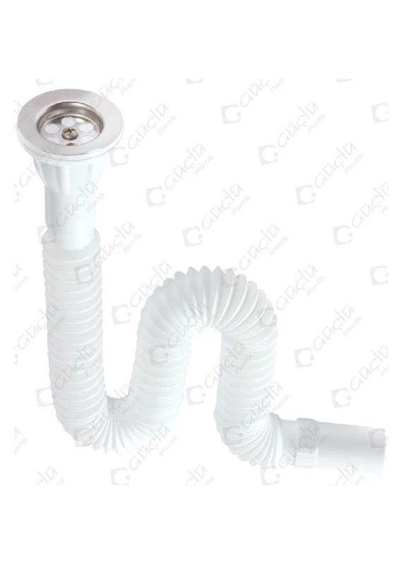 GÜÇLÜ PLASTİK 85*32 SABİT KAFALI KÖRÜKLÜ SİFON (PASLANMAZ) GP1107 - 2