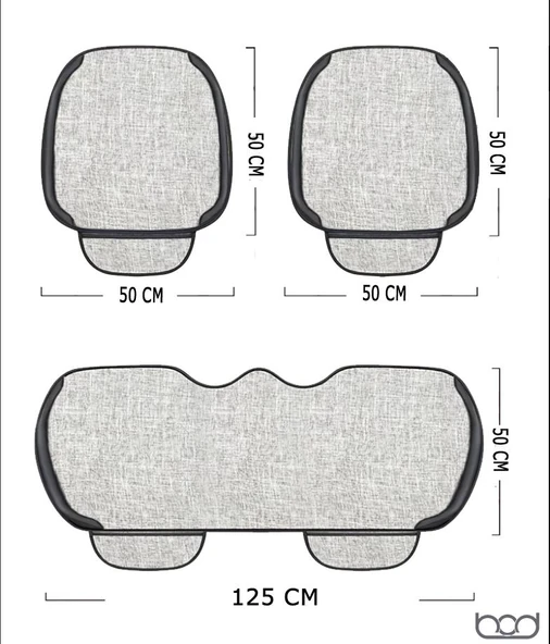 Bod Oto Koltuk Koruyucu Keten Minder Cepli 3 Lü Set Gri - Resim 5