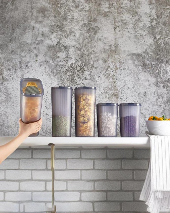 4'lü Erzak Kabı, Saklama Kabı Seti - Plastik Erzak Kabı Takımı - 2.5 Litre, 4 Litre