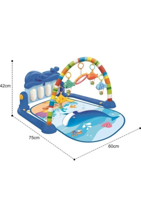 Piyanolu Bebek Oyun Halısı Aynalı Müzikli Işıklı + 3d Hayvanlar Bultak + Kare Bultak Eğitici Set - 2