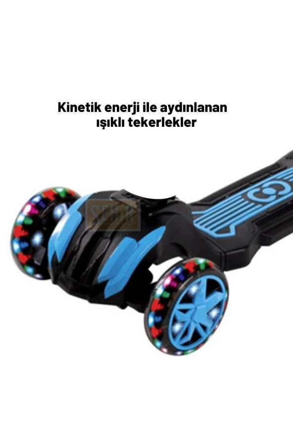 Combo 3-7 Yaş Led Işıklı 3 Tekerlek Oturaklı Yükseklik Ayarlı Katlanabilir Çocuk Scooter - 2