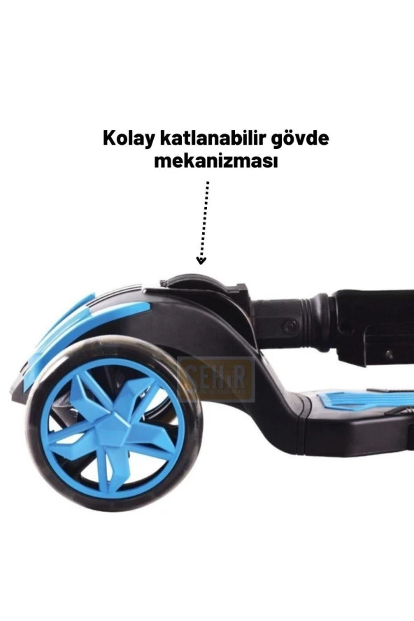 Combo 3-7 Yaş Led Işıklı 3 Tekerlek Oturaklı Yükseklik Ayarlı Katlanabilir Çocuk Scooter - 4