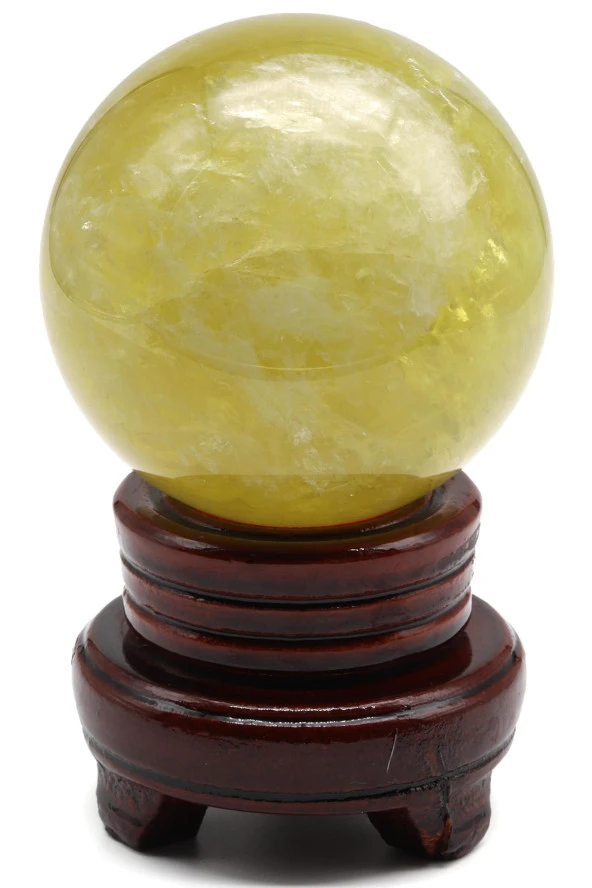 Limon Kuvars Doğal Taş Standlı Küre - 2