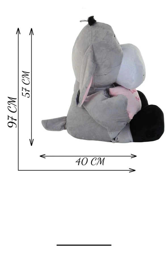 Oyuncak Peluş Eşek 97 Cm Eşeklik Ettim Özür Dilerim Mesajlı "sevgililer Gününe Özel - 3