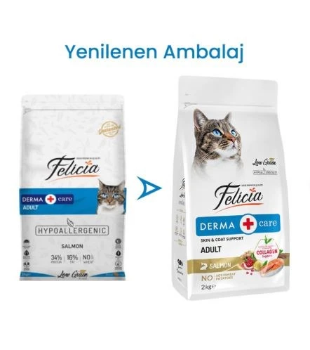 Felicia Az Tahıllı 12 Kg Yetişkin Somonlu Hypoallergenic Kedi Maması - Resim 2