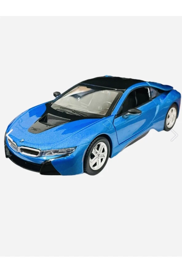 Bmw I8 Coupe - 1/24 7inch Mavi Lisanslı Metal Model Araba Koleksiyon