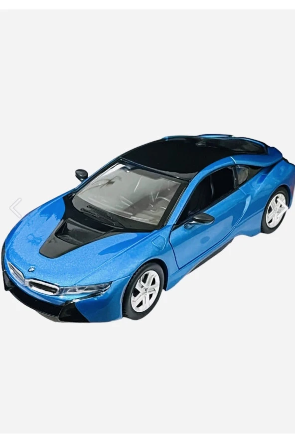 Bmw I8 Coupe - 1/24 7inch Mavi Lisanslı Metal Model Araba Koleksiyon - 5