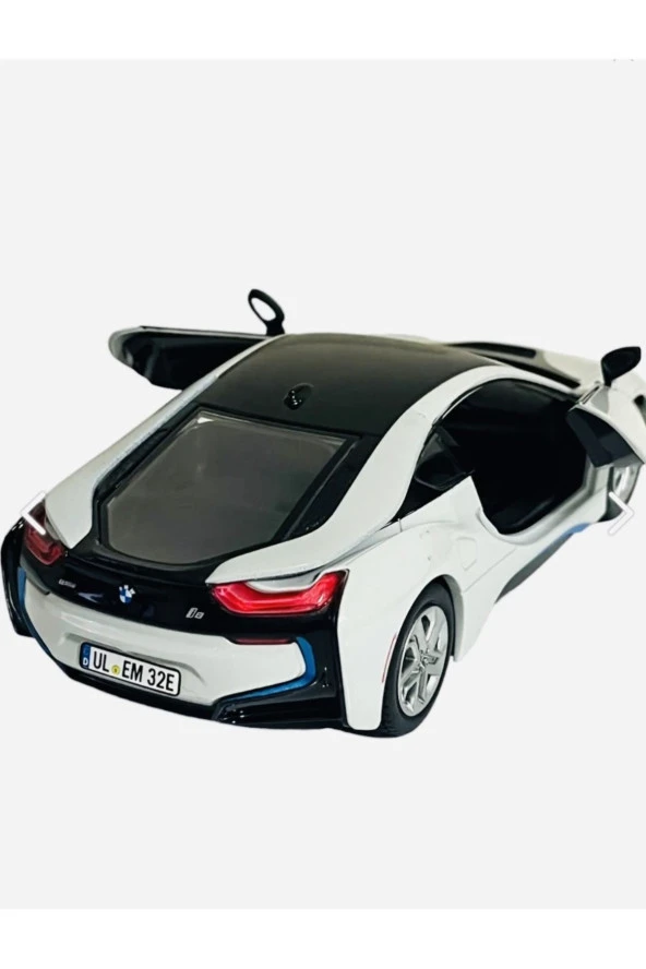 Bmw I8 Coupe - 1/24 7inch Beyaz Lisanslı Metal Model Araba Koleksiyon - 6