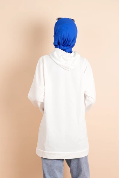 Kapüşonlu Boyun Bağcıklı Sweat Penn Beyaz - 3