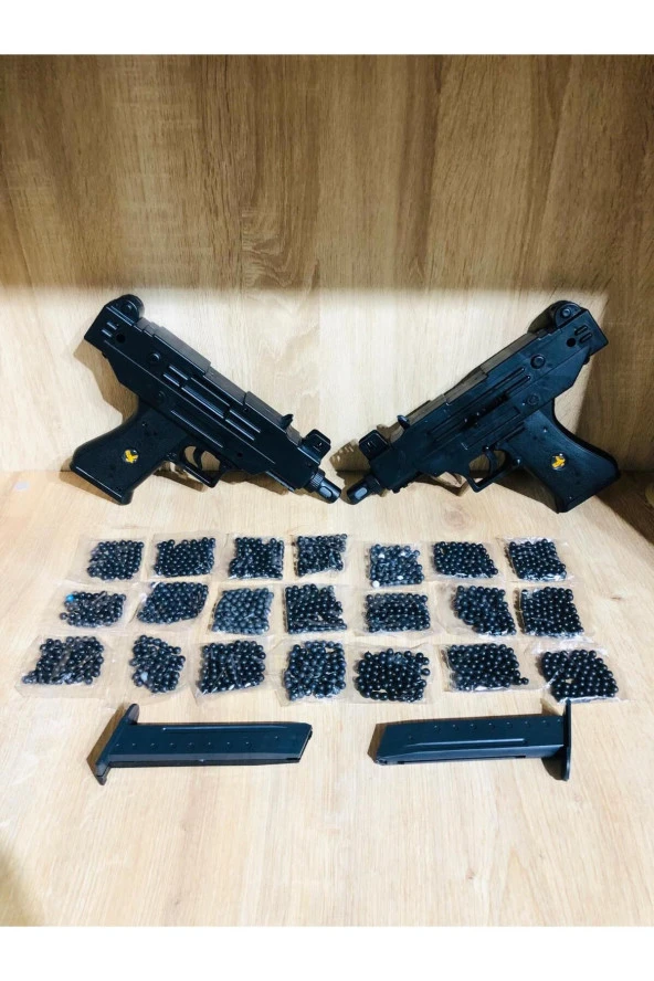 Boncuklu 2 adet Uzi Silah + 21 Paket Mermi