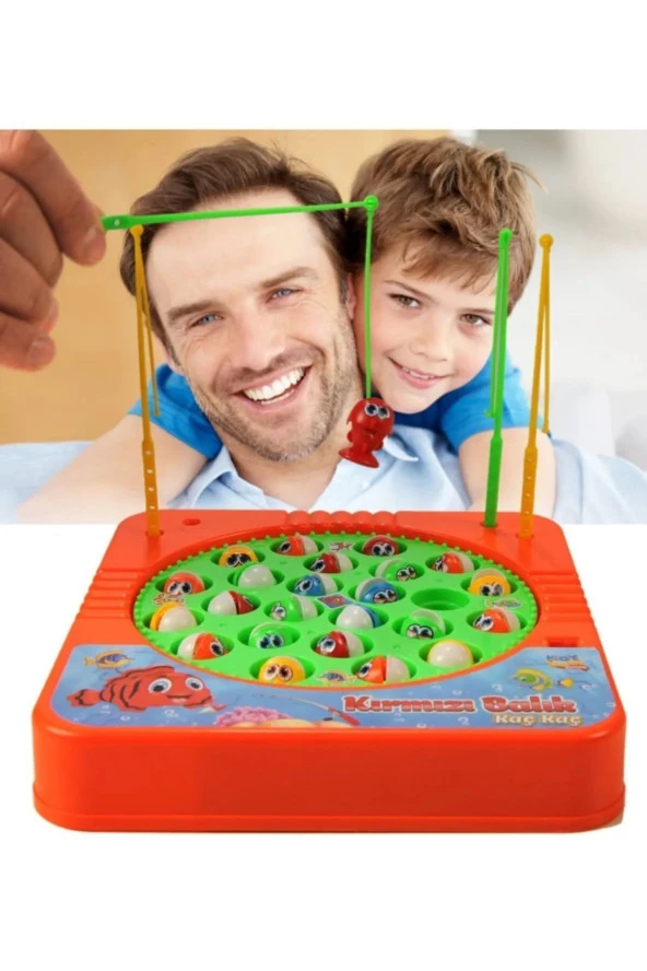 Oyuncak Kırmızı Balık Tutma Oyunu Pilli Müzikli Balık Tutma Oyunu 24 Balık 4 Oltalı Kutulu Eğlenceli - 2