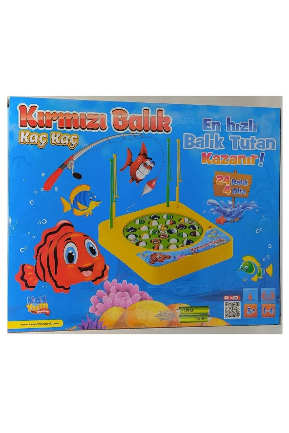 Oyuncak Kırmızı Balık Tutma Oyunu Pilli Müzikli Balık Tutma Oyunu 24 Balık 4 Oltalı Kutulu Eğlenceli - 3