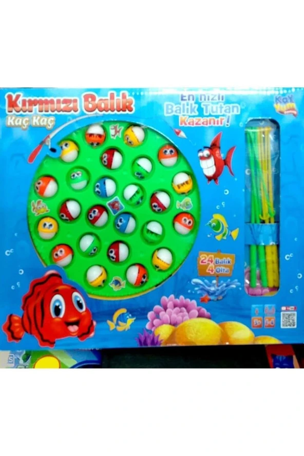 Oyuncak Kırmızı Balık Tutma Oyunu Pilli Müzikli Balık Tutma Oyunu 24 Balık 4 Oltalı Kutulu Eğlenceli - 5