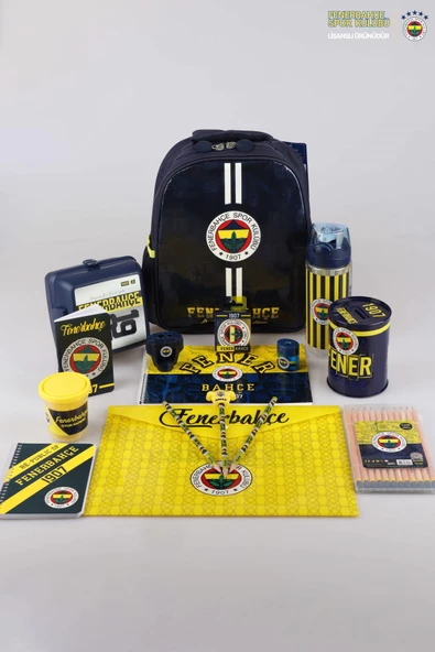 YENİ SEZON LİSANSLI FENERBAHÇE TEK BÖLMELİ KÜÇÜK BOY 32 CM ANAOKUL ÇANTASI,BESLENME KABI,500 ML MATARA İLE FULL OKUL KIRTASİYE SETİ