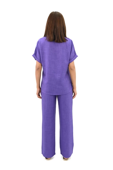 Kadın Kısa Kollu Gömlek Yaka İkili Takım 4097-25 - 5