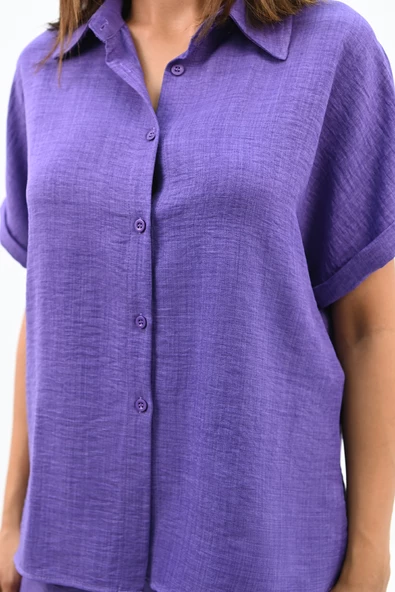 Kadın Kısa Kollu Gömlek Yaka İkili Takım 4097-25 - 6