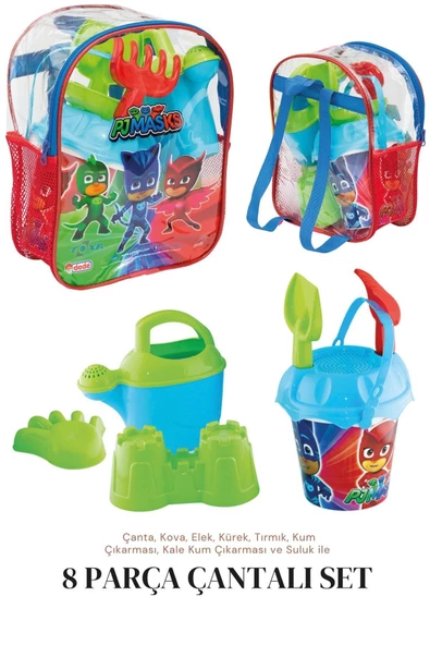 Kova set Sırt Çantalı 8 Parça Pj Masks Plaj Deniz Kum Kovası  Seti Pijamaskeliler Lisanslı Oyuncak - 11