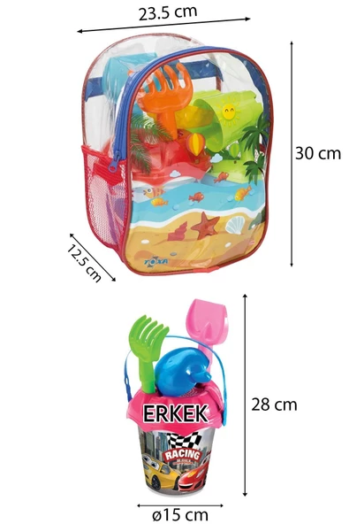 Kova set Sırt Çantalı 8 Parça Pj Masks Plaj Deniz Kum Kovası  Seti Pijamaskeliler Lisanslı Oyuncak - 2