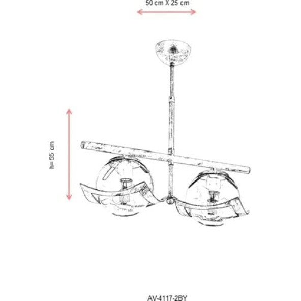 AVONNI AV-4117-2BY Beyaz Boyalı Modern Avize E27 Metal Cam 50x25cm - Resim 2