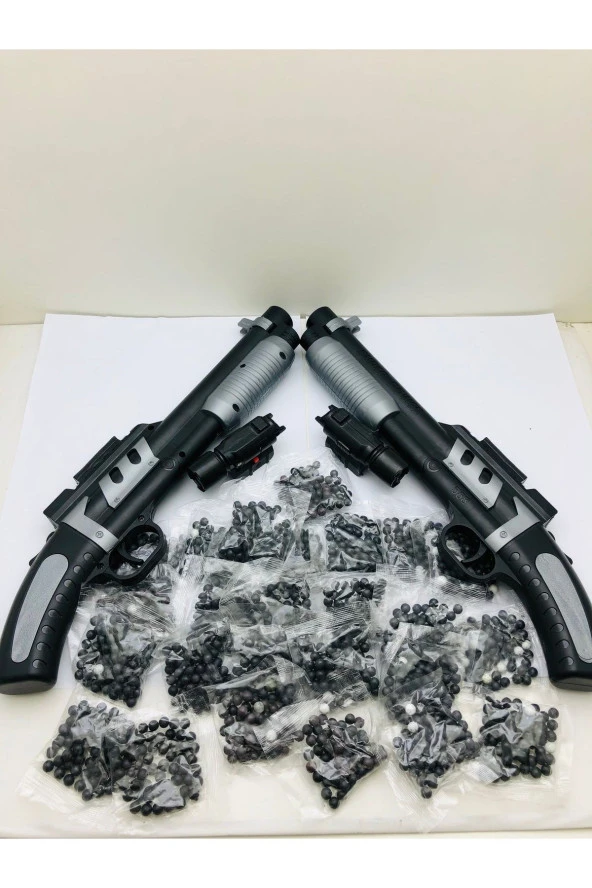 Boncuk Atan 2 Adet Lazerli Pompalı Tüfek Ve 25 Paket - 2